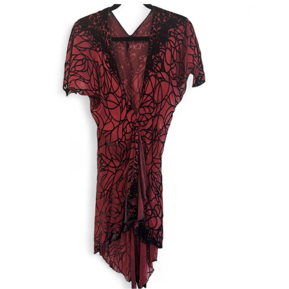 Elegant Black and Red Women's Dressy Tunic